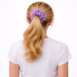 Handmade Large Textured Crocheted Scrunchies Ponytail Holder Hair Tie - New